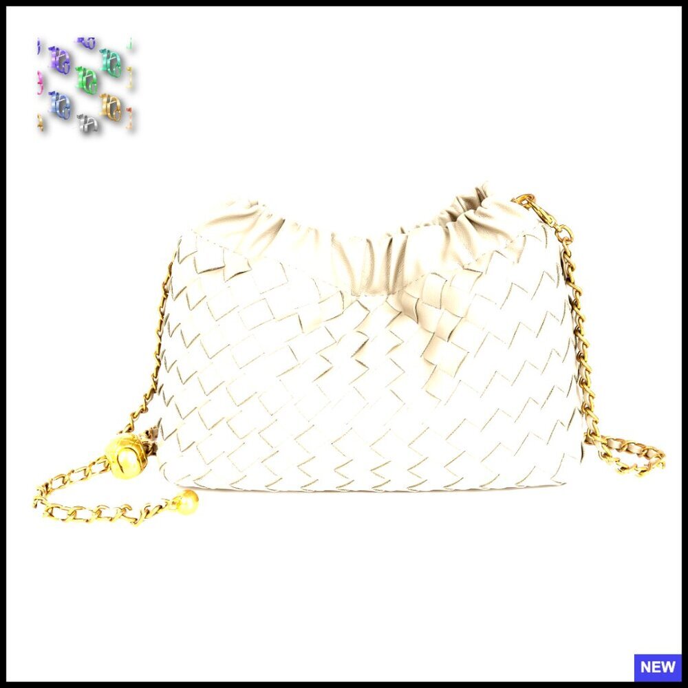 Woven Leather Hobo Bag Crossbody Clutch Evening Purse Adjustable Strap